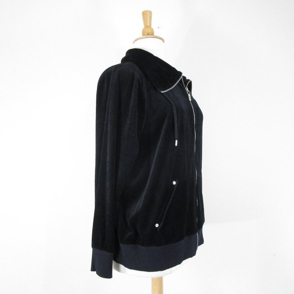 MICHAEL Michael Kors Plus Size Black Silver Velvet Velour Full Zip Jacket 3X - Picture 6 of 12